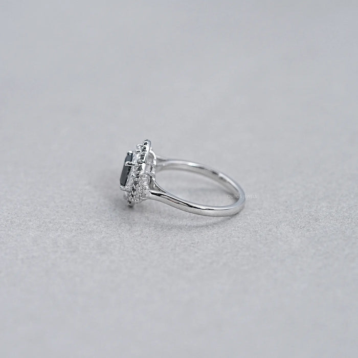 Halo Moon Halo Black Diamond  Engagement  Ring