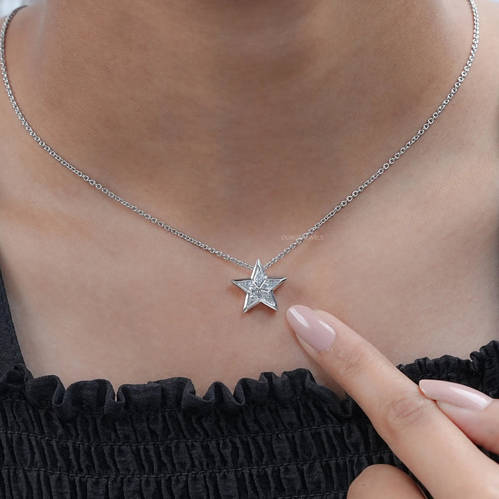 Custom Star Shaped Diamond Necklace