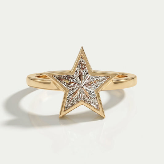 Pie Cut Bezel Setting Solitaire Engagement Ring Rings