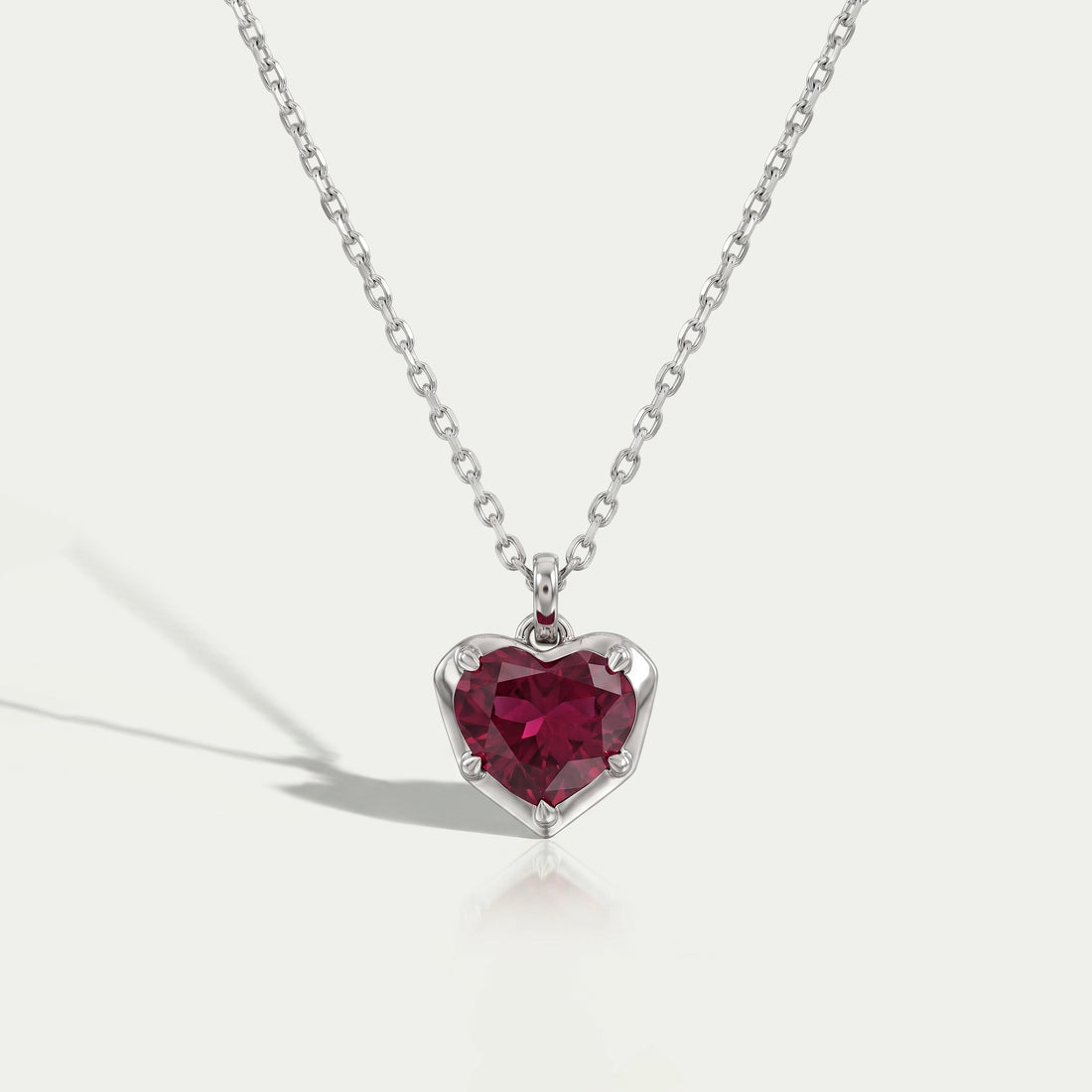 Pigeon Blood Heart Gemstone Bezel Set Pendant Necklaces
