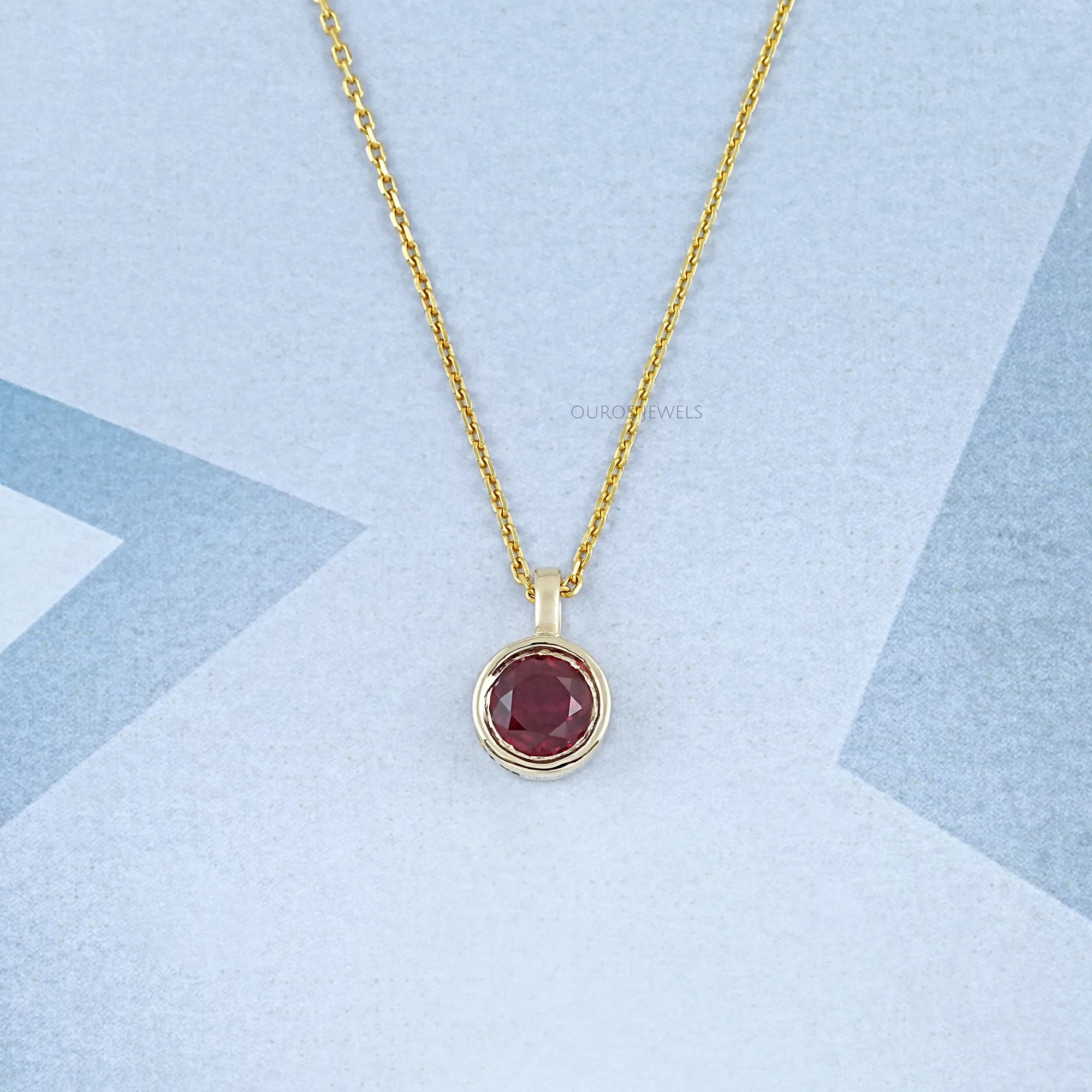 Pigeon Blood Ruby Round Gemstone Bezel Pendant