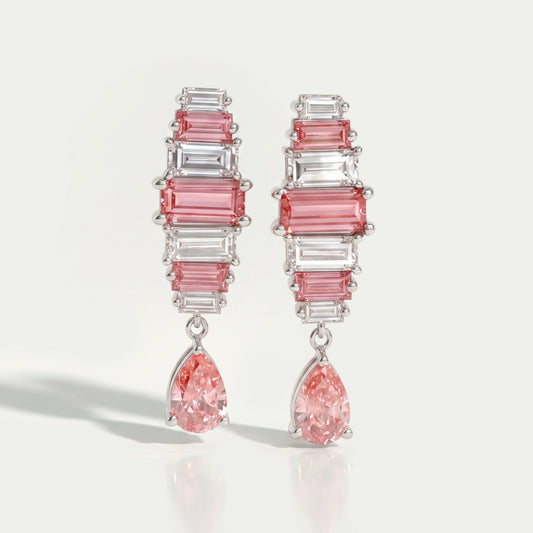 Pink Baguette Attentive Diamond Earrings Earrings