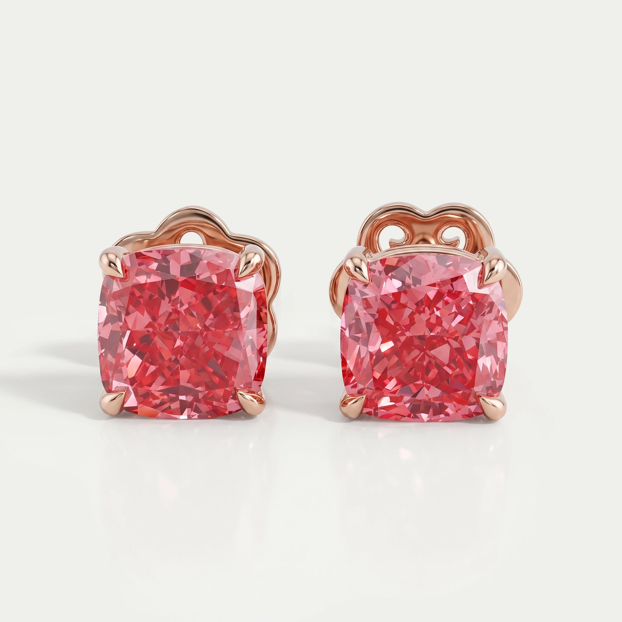 Pink Cushion Cut Lab Diamond Stud Earrings Earring