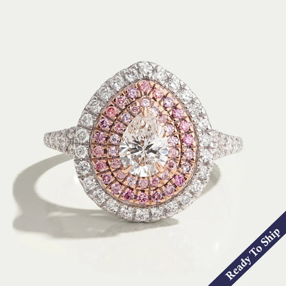 Pear Diamond Halo Engagement Ring