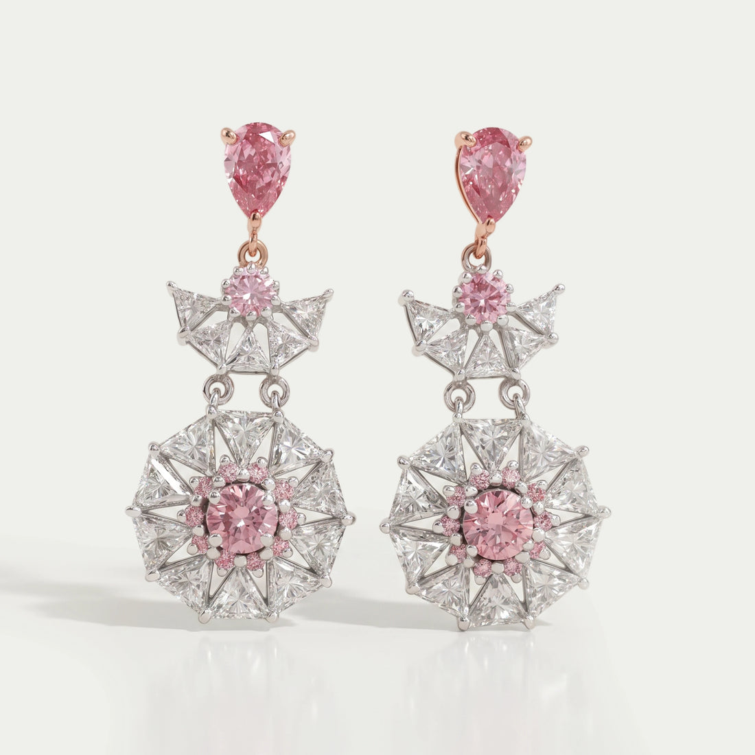 Pink Diamond Starburst Drop Earrings
