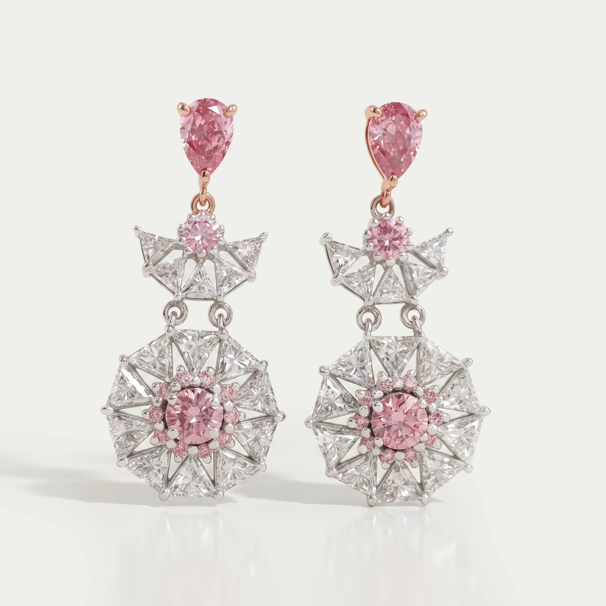 Pink Diamond Starburst Drop Earrings