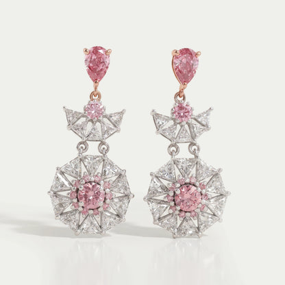 Pink Diamond Starburst Drop Earrings