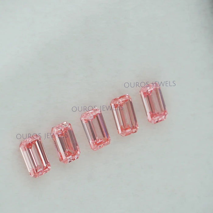 0.24 CT Each Pink Emerald Cut Diamond