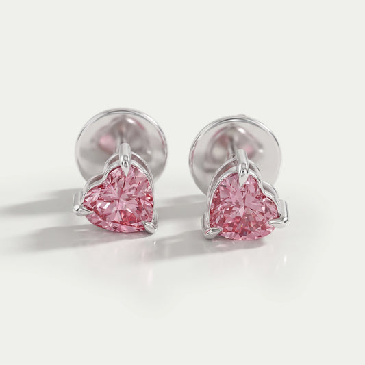 Pink Heart Cut Diamond Earrings Earring