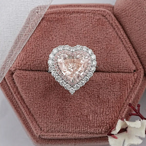 Double Halo Pink Heart Cut Lab Diamond Engagement ring