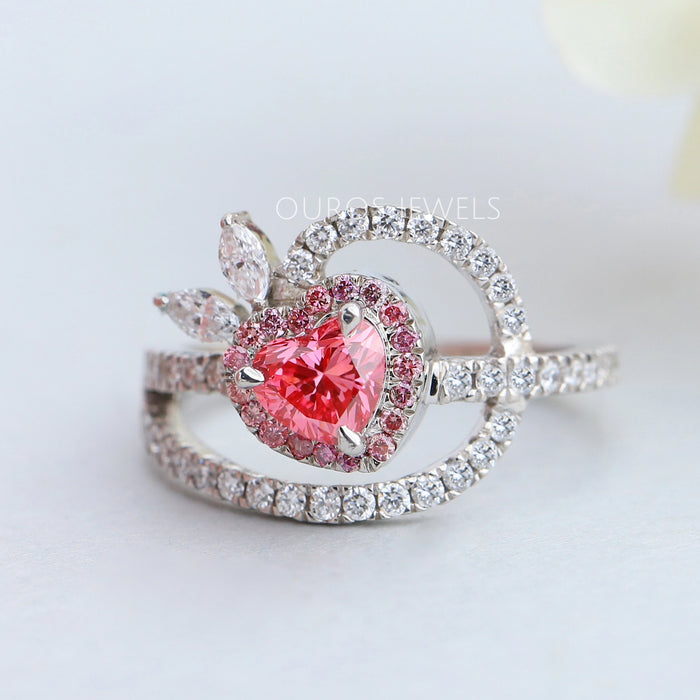 Heart Shaped Pink Diamond Engagement Ring