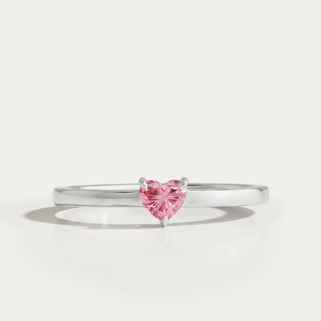 Pink Heart Shape Solitaire Ring