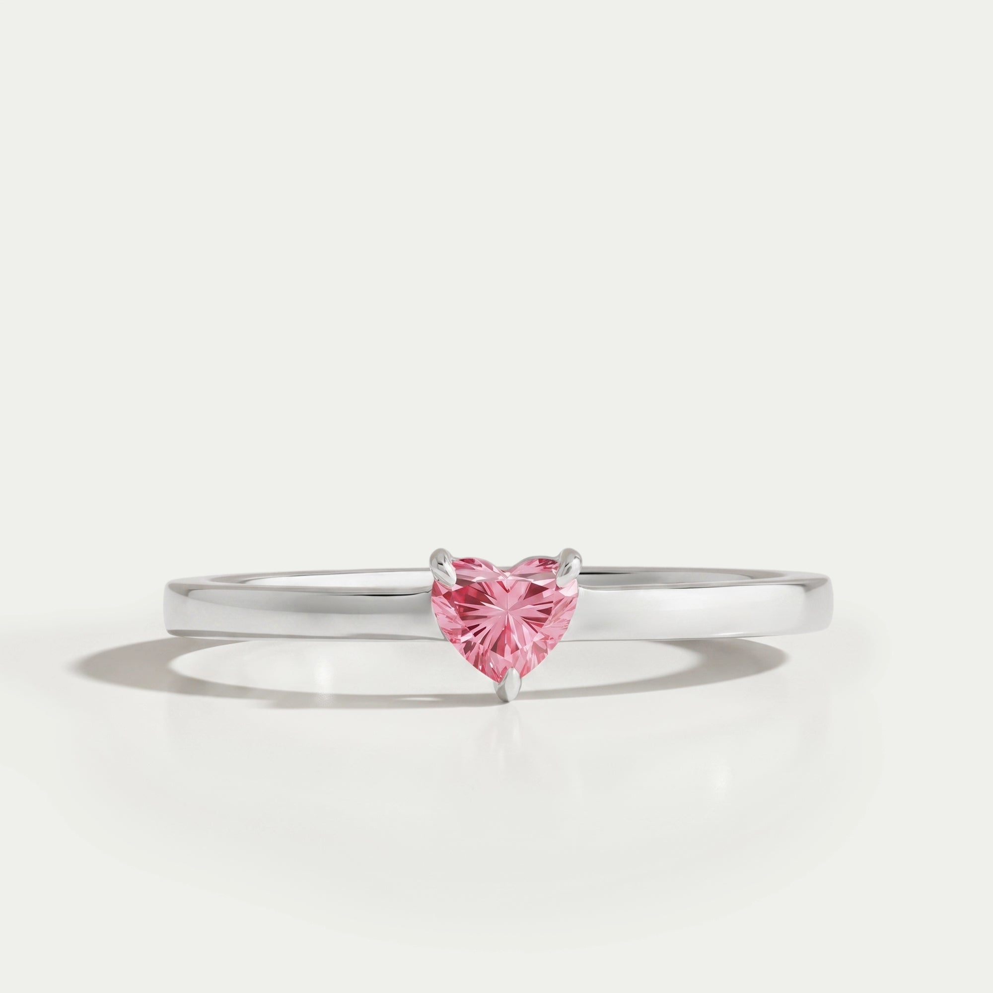 Pink Heart Shape Solitaire Ring