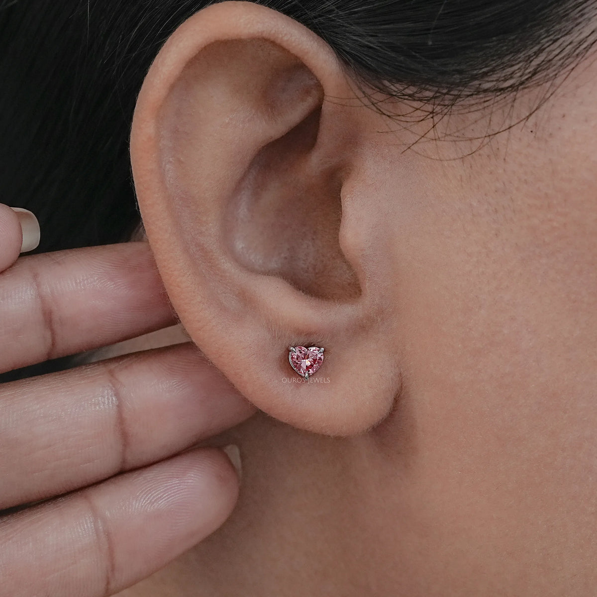 Pink Heart Cut Diamond Earrings Earring