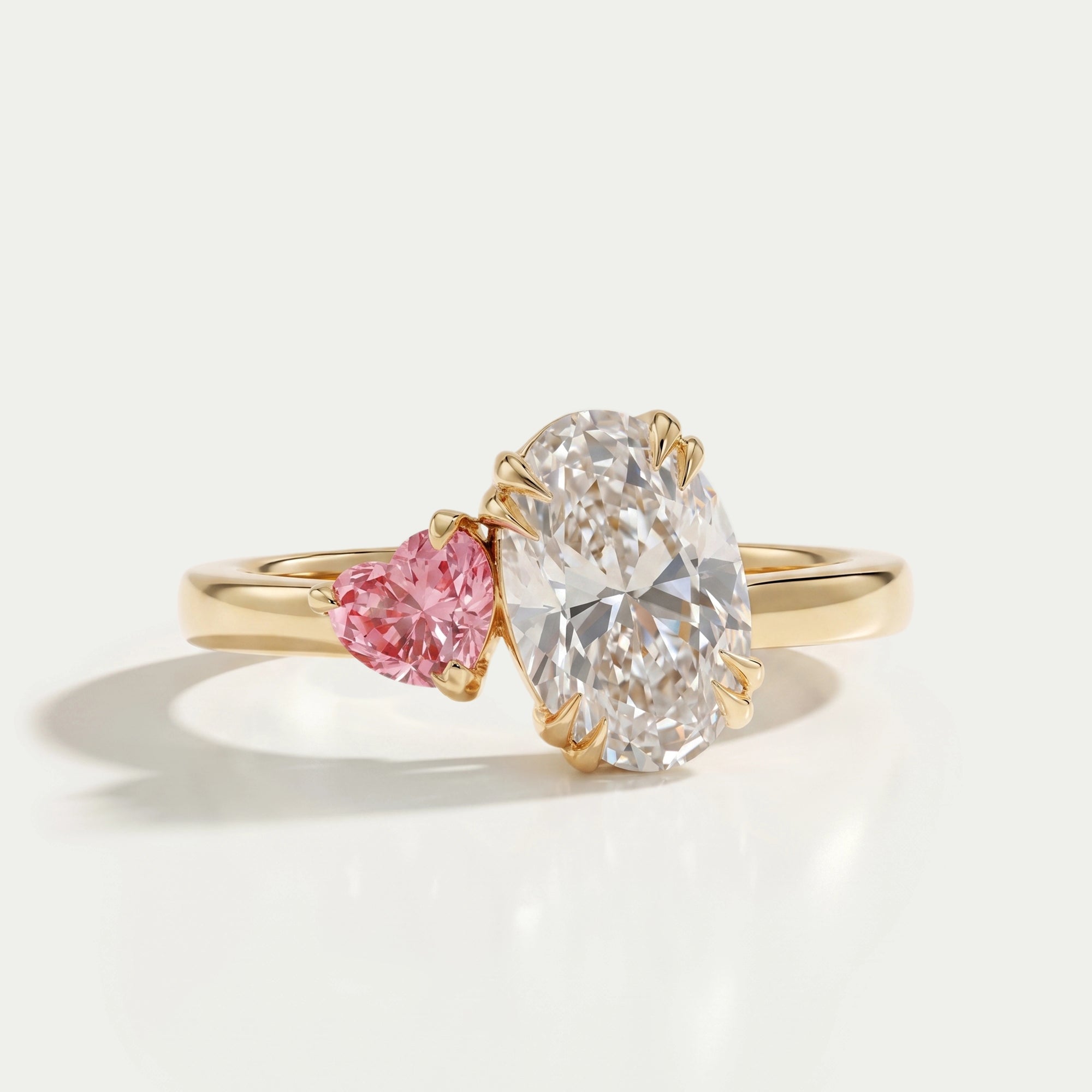 Oval And Heart Cut Lab Grown Diamond Toi Et Moi Ring
