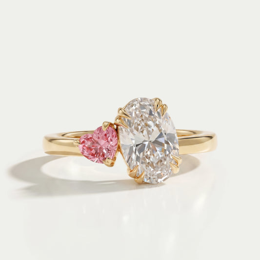Oval And Heart Cut Lab Grown Diamond Toi Et Moi Ring