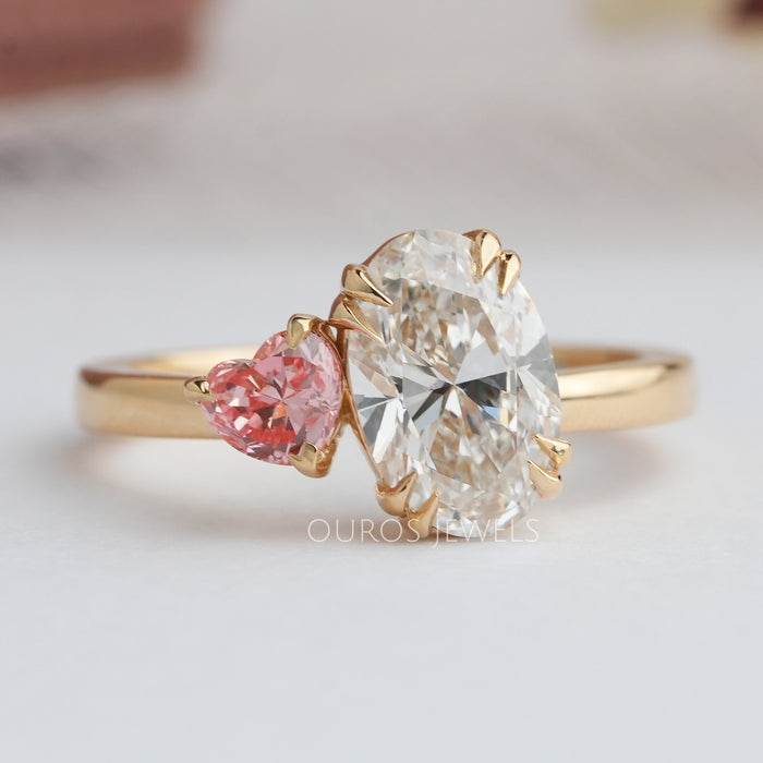 Oval And  Heart Cut Lab Grown Diamond  Toi Et Moi  Ring