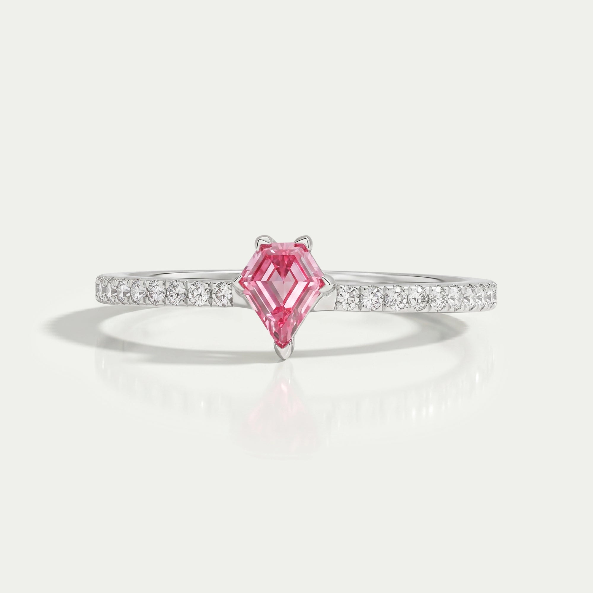 Pink Kite Cut Lab Grown Diamond Solitaire Accent Ring