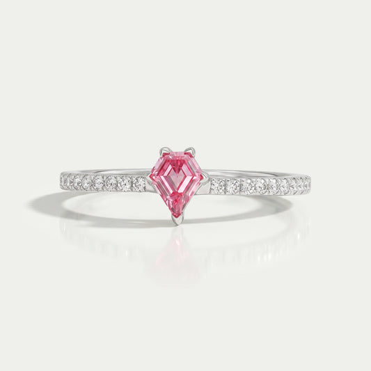 Pink Kite Cut Lab Grown Diamond Solitaire Accent Ring