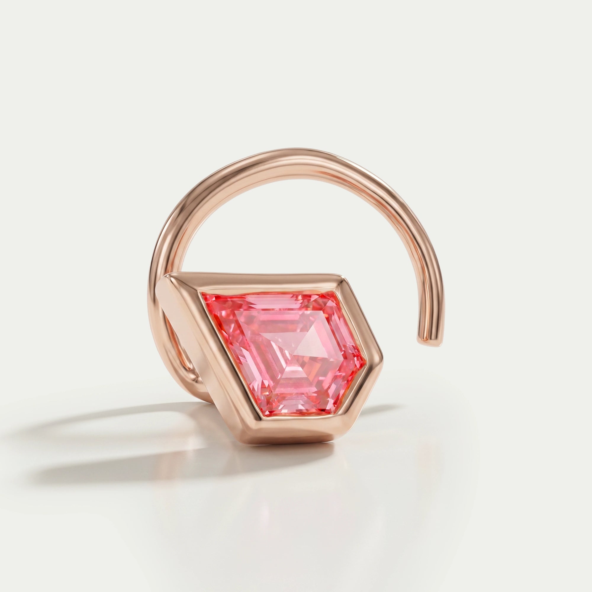 Fancy Pink Kite Cut Bezel Set Nose Pin