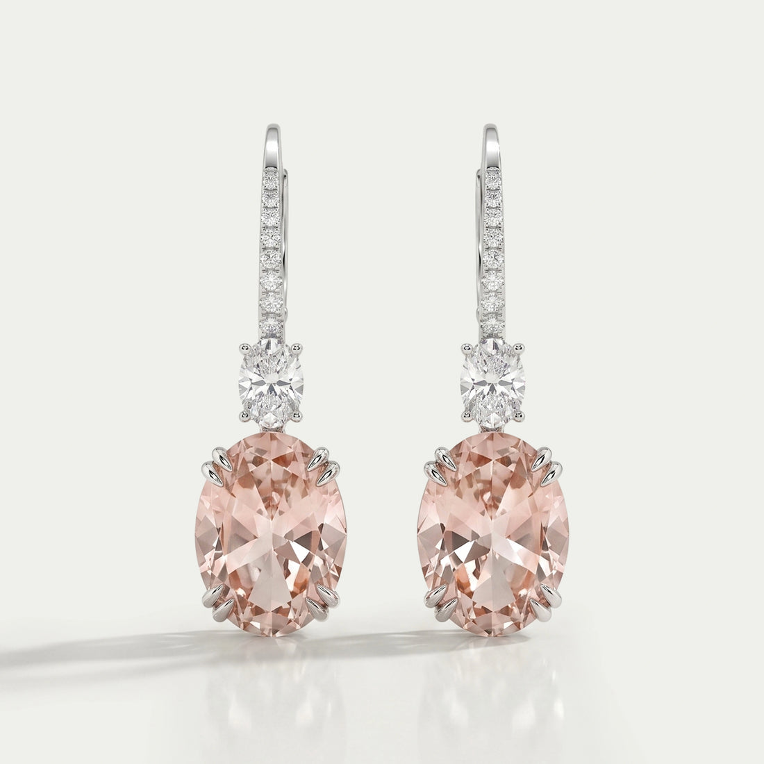 Pink Oval Cut Diamond Drop Hoop Earrings Earring