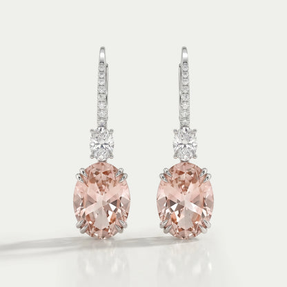 Pink Oval Cut Diamond Drop Hoop Earrings Earring