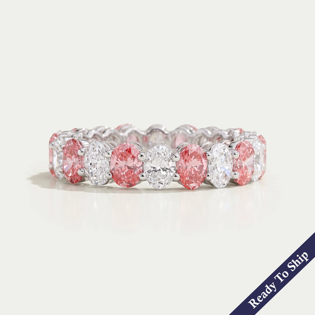 Pink Oval Cut Full Eternity Wedding Band