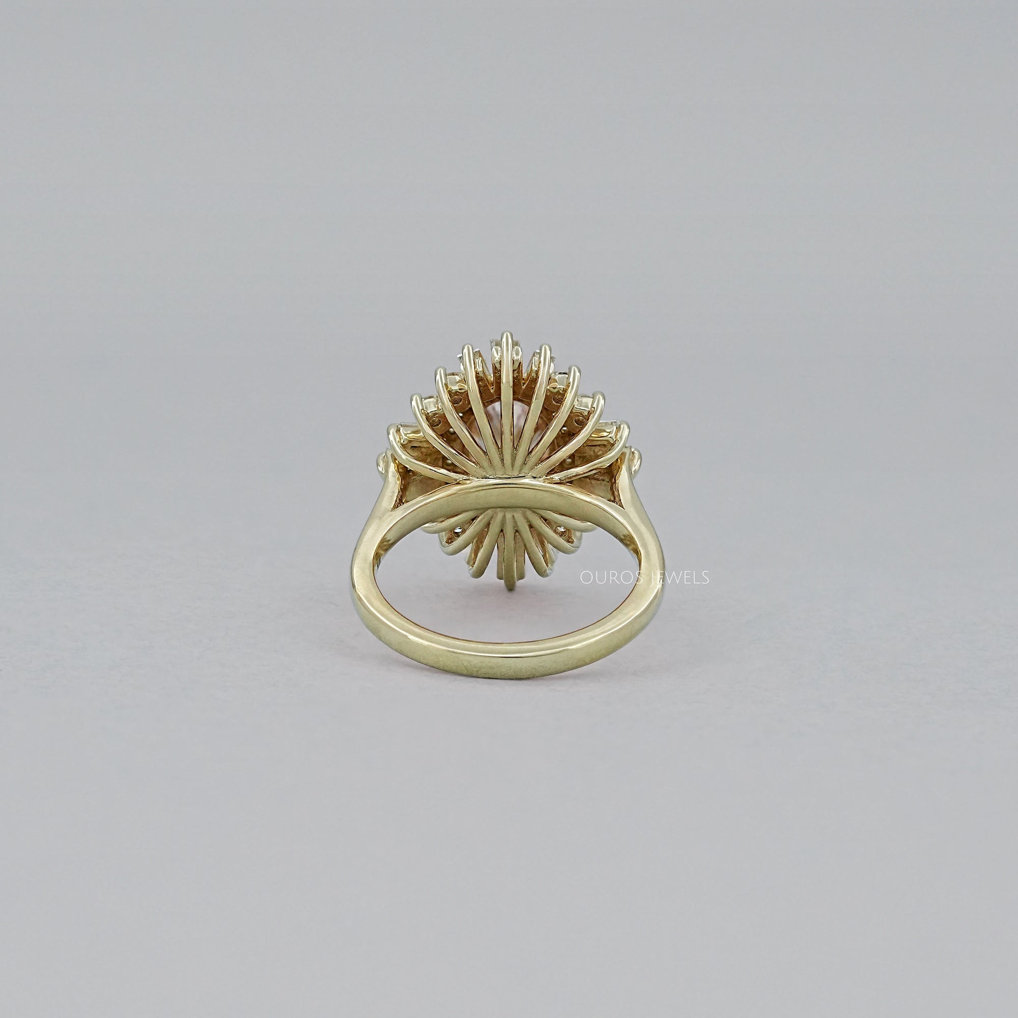 Fancy Vivid Pink Oval Cut Double Halo Sunbrust Ring