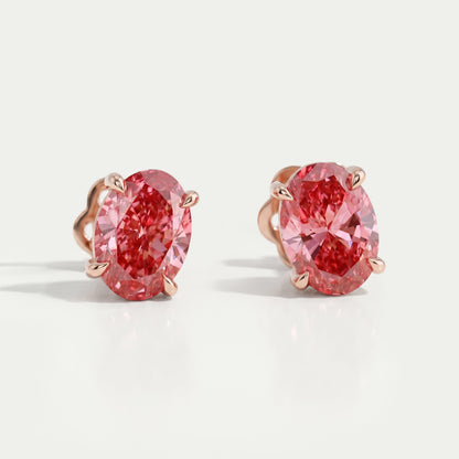Pink Oval Lab Grown Diamond Stud Earrings Earring