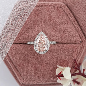 Pink Pear Diamond Halo Anniversary Ring