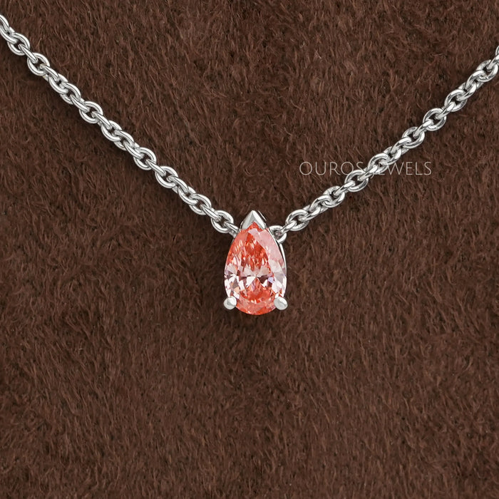 Pear Shaped Pink Lab Grown Diamond Pendant