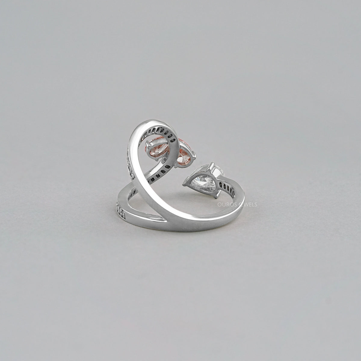 Pink Pear Cut Diamond Bypass Accent Ring Ring