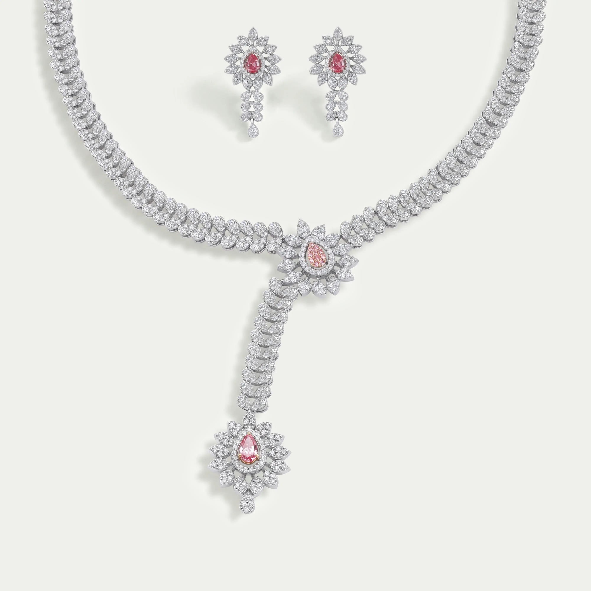 Pear And Round Cut Lab Grown Diamond Necklace Set Necklaces