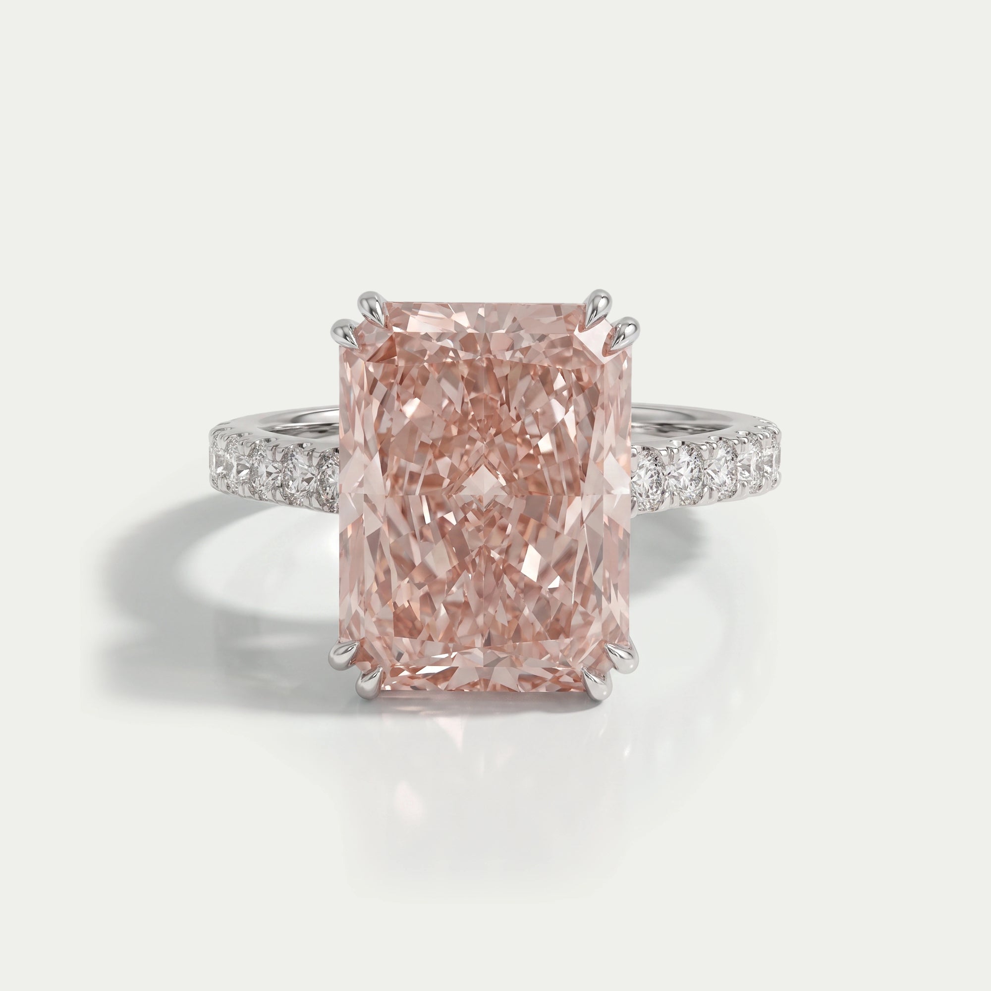 Pink Radiant Cut Solitaire Accent Engagement Ring Rings