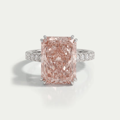 Pink Radiant Cut Solitaire Accent Engagement Ring Rings