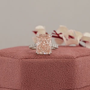 Pink Radiant Cut Solitaire Accent Engagement Ring