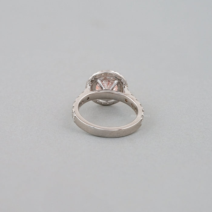 Pink Round Cut Halo With Accent Engagement Ring