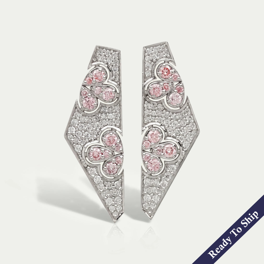 Pink Round Cut Lab Grown Diamond Screw Back Earrings