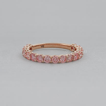 Pink And Blue Round Lab Diamond Eternity Band