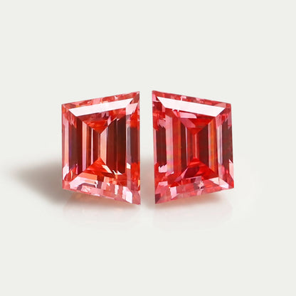 Pink Trapezoid Cut Lab Diamond Pair Loose