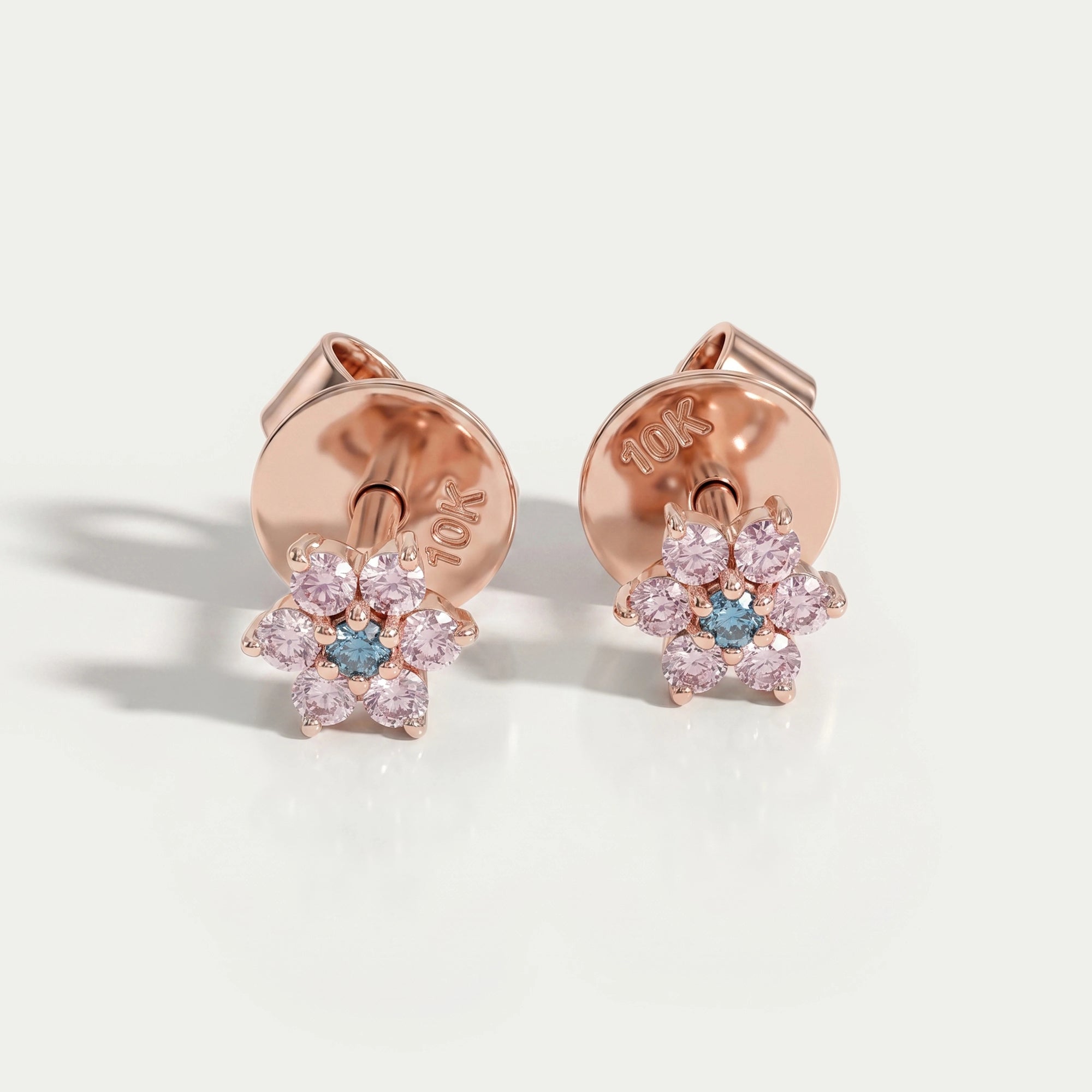 Pink & Blue Round Diamond Floral Earring Earring