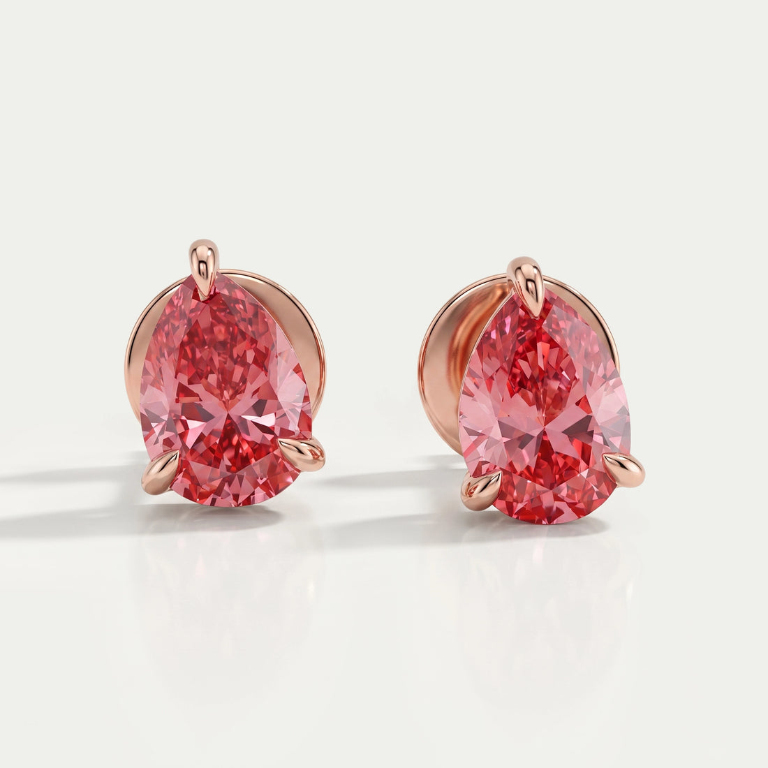Pink Pear Cut Lab Diamond Solitaire Stud Earrings Earring