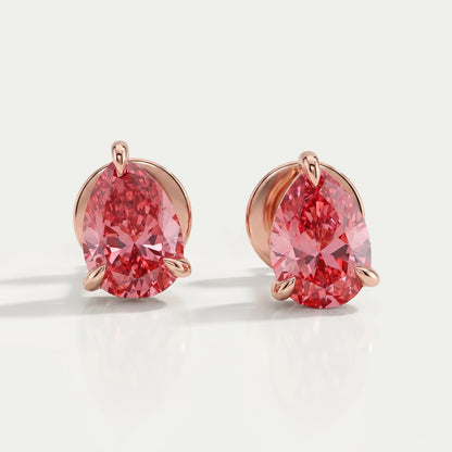 Pink Pear Cut Lab Diamond Solitaire Stud Earrings Earring
