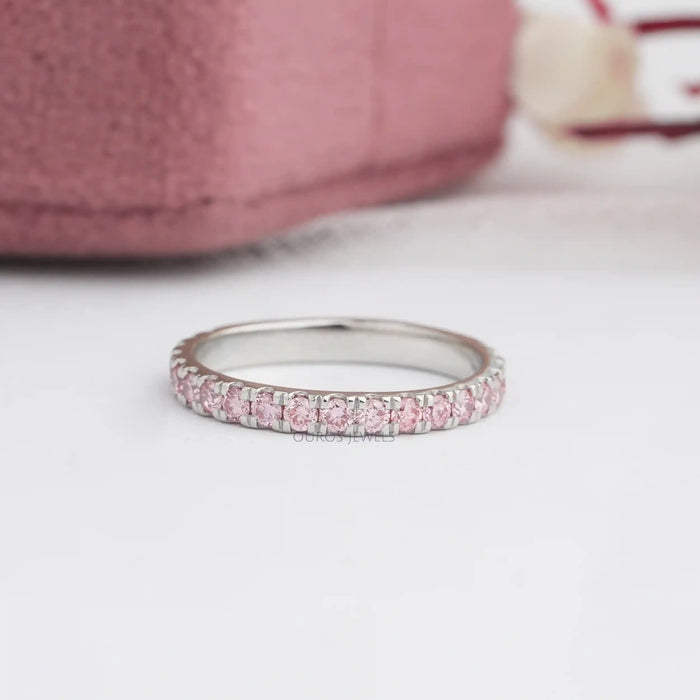 Pink Round Diamond Eternity Band