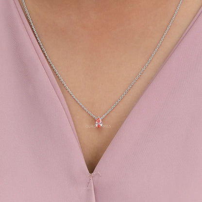 Pink Pear Cut Lab Grown Diamond Pendant Necklaces