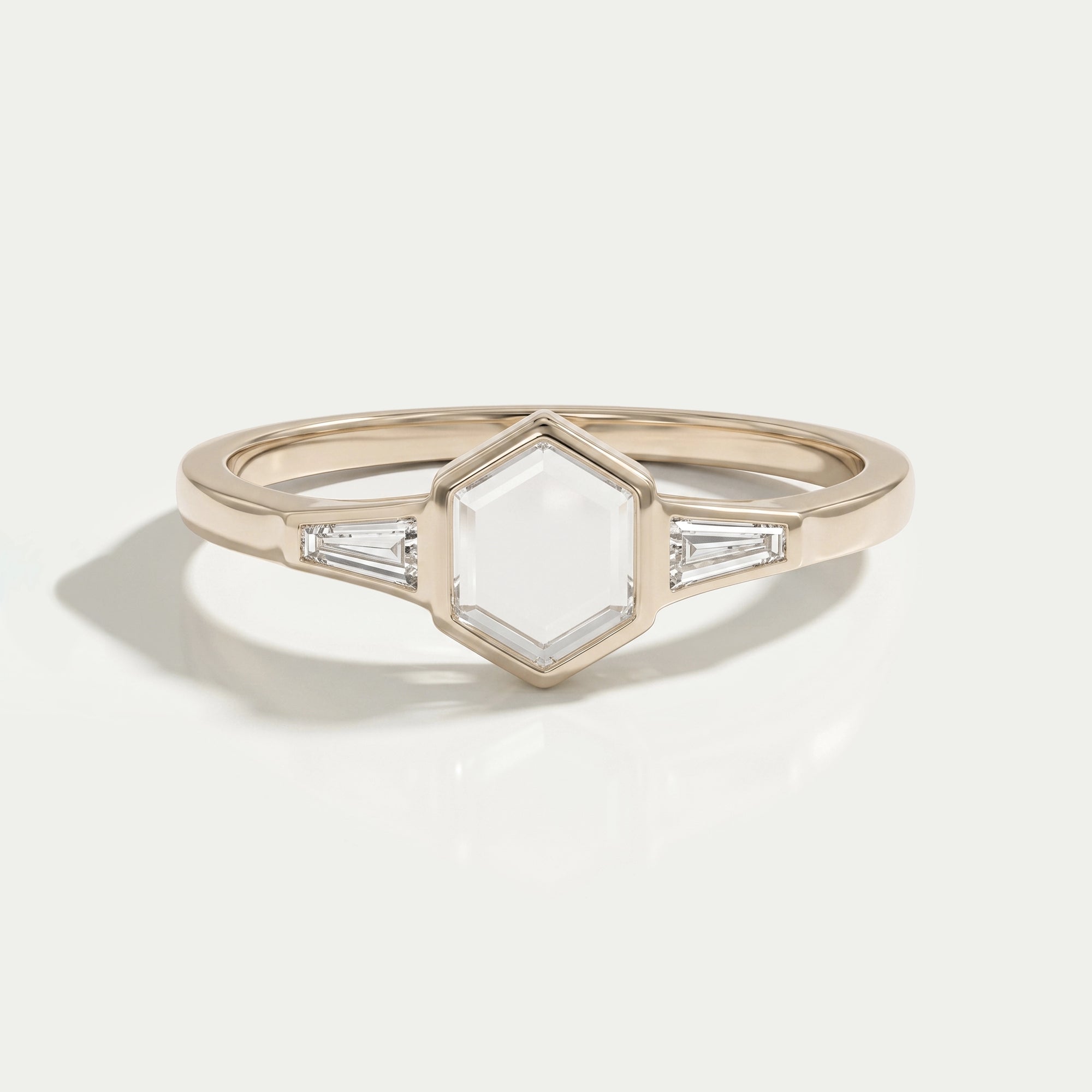 Portrait Hexagon Bezel Set Diamond Ring