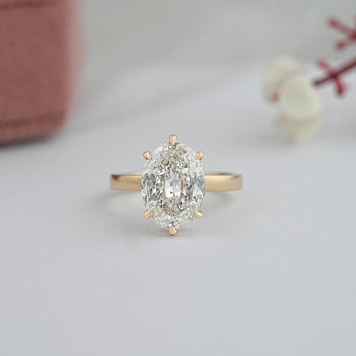 Portugese Cut Oval Lab Diamond Engagement Ring