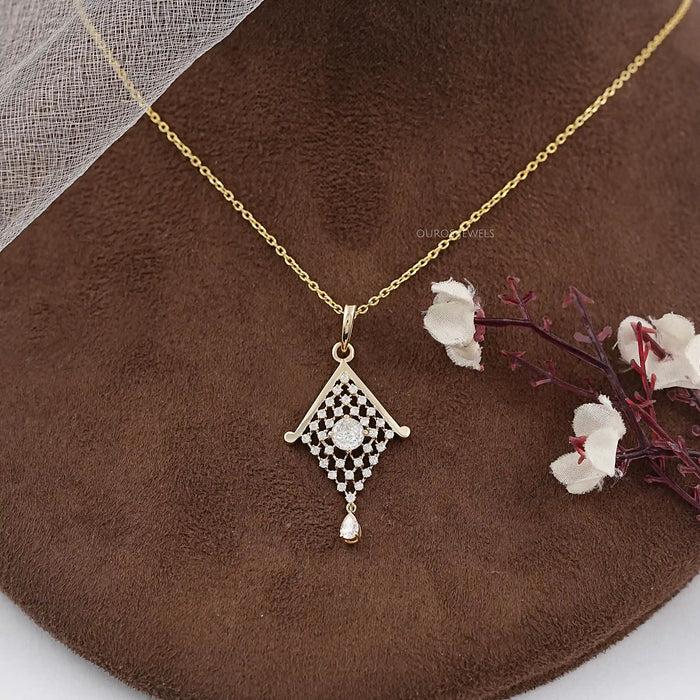 Portuguese Round Cut Lab Diamond Pendant