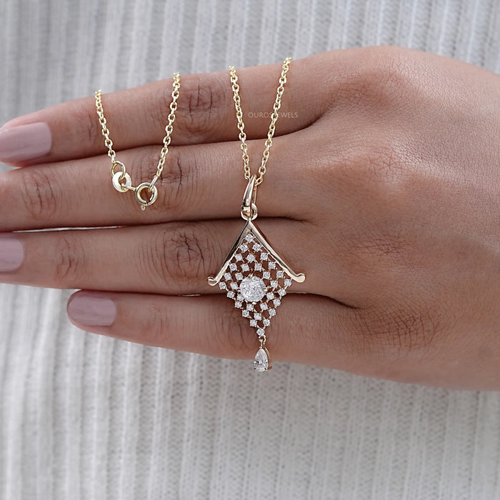 Portuguese Round Cut Lab Diamond Pendant