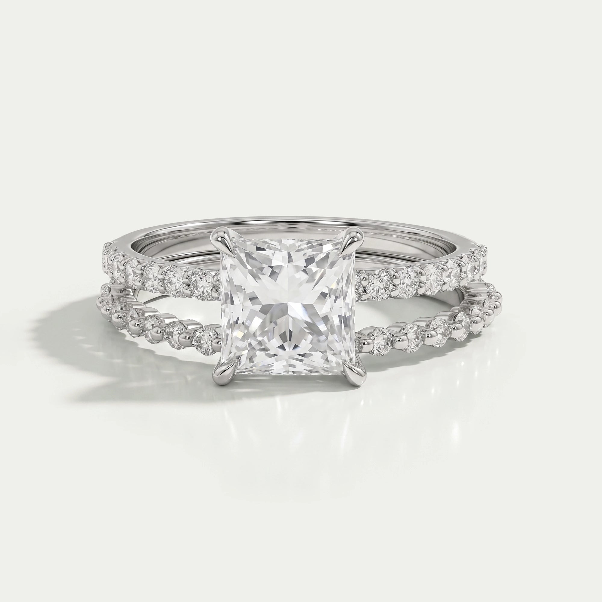 Princess Cut Lab Diamond Solitaire Bridal Set